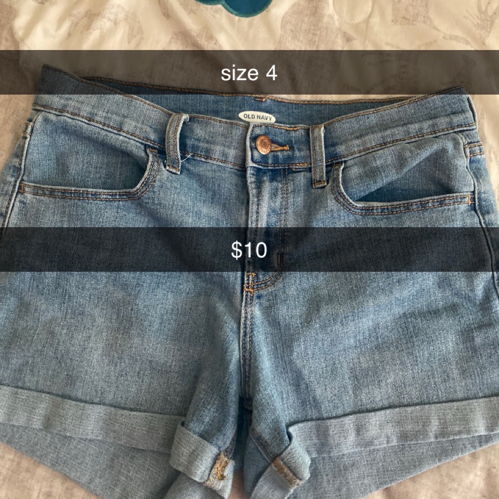 Old Navy Blue Cuffed Jean Shorts Mid-Thigh